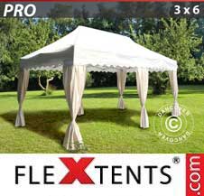 Eventtält FleXtents PRO 3x6m Vit, inkl. 6 dekorativa gardiner